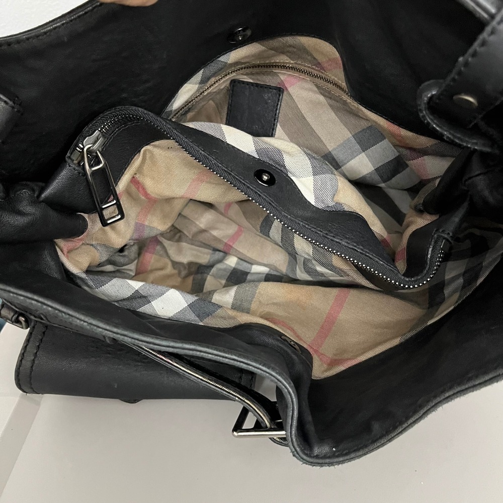 Burberry Black Leather Compton Hobo Convertible Large Shoulder Bag Purse READ - Picture 13 of 16
